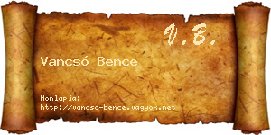 Vancsó Bence névjegykártya